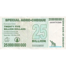 P62 Zimbabwe - 25 Billion Dollars Year 2008/2008 (Agro Cheque)